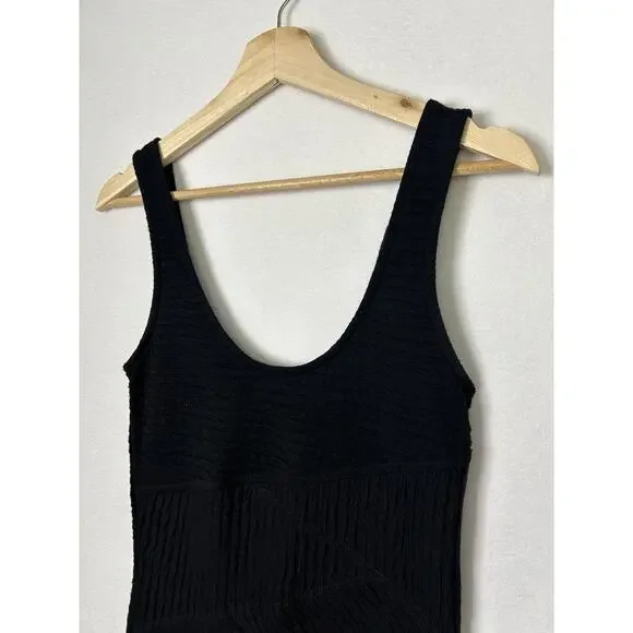 Free People Bodycon Dress Size Medium Black Striped Textured - Picture 3 of 6